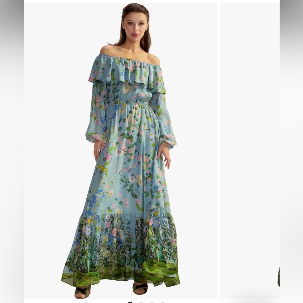 Cynthia Rowley Blue Floral Long Sleeve Dress